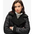 Miniatyrbillede 4 af 5: Superdry Faux Shearing Longline Jakke Sort XS Kvinde