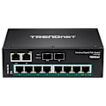 Miniatyrbillede 2 af 6: Trendnet 10 Port Hardened Power Over Ethernet+ Din Rail Switch Sort