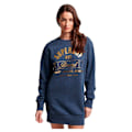 Miniatyrbillede 1 af 5: Superdry Langærmet Kort Kjole Luxe Metallic Logo Blå XS Kvinde