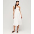 Miniatyrbillede 4 af 6: Superdry Smocked Midi Beach Lang Kjole Hvid S Kvinde