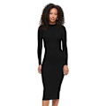 Miniatyrbillede 1 af 4: Superdry Backless Bodycon Langærmet Midi-kjole Sort L Kvinde