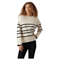 Miniatyrbillede 1 af 5: Vero Moda O Neck Sweater Saba Stripe Beige,Sort M Kvinde