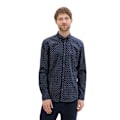 Miniatyrbillede 1 af 5: Tom Tailor Fitted Printed Poplin Skjorte Med Lange ærmer Blå XL Mand