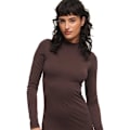 Miniatyrbillede 2 af 5: Superdry Mock Neck Jersey Langærmet Kort Kjole Brun M Kvinde