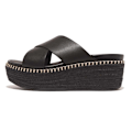 Miniatyrbillede 1 af 6: Fitflop Eloise Espadrille Leather Wedge Cross Klipklapper Sort EU 40 Kvinde
