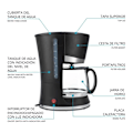 Miniatyrbillede 4 af 8: Tm Electron Dryp Kaffemaskine Tmpcf006 10 Kopper 1.2l 800w Søvfarvet
