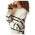 Miniatyrbillede 5 af 5: Vero Moda O Neck Sweater Saba Stripe Beige,Sort S Kvinde