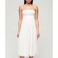Miniatyrbillede 1 af 4: Superdry Smocked Midi Beach Lang Kjole Hvid XL Kvinde