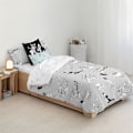 Miniatyrbillede 5 af 7: Play Fabrics Dynetæppe Looney Sort/hvid Til 135/ Seng 140x240 Cm