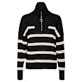 Miniatyrbillede 3 af 5: Vero Moda Saba Stripe Halv Lynlås Sweater Sort M Kvinde