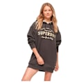 Miniatyrbillede 1 af 6: Superdry Langærmet Kort Kjole Luxe Metallic Logo Hood Sort 2XS-XS Kvinde