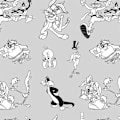 Miniatyrbillede 7 af 7: Play Fabrics Dynetæppe Looney Sort/hvid Til 135/ Seng 140x240 Cm