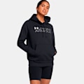 Miniatyrbillede 1 af 4: Under Armour Rival Fleece Wordmark Hættetrøje Sort 2XL Kvinde