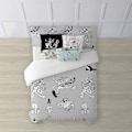 Miniatyrbillede 1 af 7: Play Fabrics Dynetæppe Looney Sort/hvid Til 135/ Seng 140x240 Cm