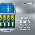 Miniatyrbillede 8 af 8: Varta Lcd Oplader 12v Usb+4 2600mah Mignon Aa Søvfarvet