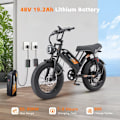 Miniatyrbillede 10 af 11: Fed elcykel 20" PURE UNICORN U5, 1000W 19.2Ah, Moto Style, Sort