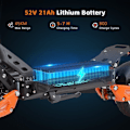 Miniatyrbillede 7 af 11: El-løbehjul HALO KNIGHT T102, motor 52V 1200W, 21Ah batteri, 10", understøtter NFC
