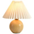 Miniatyrbillede 1 af 4: Bordlampe med sfærisk træbase og plisseret skærm, hyggelig og retro hjemmebelysning