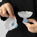 Miniatyrbillede 5 af 5: Lys Luksus Stil Frostet Blå Lotus Høj Glas Tekop / Vandglas / Vinglas Todelt Sæt, Niche Høj Værdi Valg