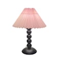 Miniatyrbillede 1 af 4: Bordlampe med lyserød plisseret lampeskærm og perleformet fod