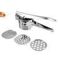 Miniatyrbillede 1 af 5: Kartoffelpresse i rustfrit stål Spaetzle Press Pastapresse med 3 perforerede indsatser