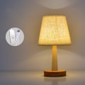 Miniatyrbillede 2 af 5: Enkel bordlampe i træ med lampeskærm i hør