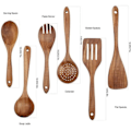 Miniatyrbillede 3 af 4: 6-delt køkkenredskabssæt i teak til non-stick køkkengrej, træspatel, gaffel, spatel, øse, spatel