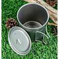 Miniatyrbillede 4 af 5: Ren Titanium Krus Stor Kapacitet 750ML Camping Bærbar Vandkop Rejse Tekop Med Låg Hjem Kaffekopper