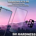 Miniatyrbillede 3 af 5: 1-Pack SAMSUNG A72 Skærmbeskyttelse & 1-Pack linsebeskyttelse - Hærdet Glas 9H - Super kvalitet 3D