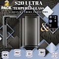 Miniatyrbillede 1 af 5: 2-Pack SAMSUNG S20 ULTRA Skærmbeskyttelse & 1-Pack linsebeskyttelse - Hærdet Glas 9H - Super kvalitet 3D