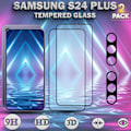 Pikkukuva 1 / 5: 2-Pack SAMSUNG S24 PLUS Näytönsuoja & 2-Pack linssinsuoja - Karkaistu Lasi 9H - Super laatu 3D