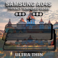 Miniatyrbild 3 av 5: 2-Pack Privacy Samsung A04S Skärmskydd & 2-Pack linsskydd - Härdat Glas 9H - Super kvalitet 3D