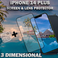 Miniatyrbillede 4 af 5: 1-Pack IPHONE 14 PLUS Skærmbeskyttelse & 1-Pack linsebeskyttelse - Hærdet Glas 9H - Super kvalitet 3D