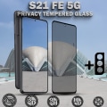 Miniatyrbild 1 av 6: 1-Pack Privacy SAMSUNG S21 FE 5G Skärmskydd & 1-Pack linsskydd - Härdat Glas 9H - Super kvalitet 3D