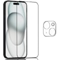 Miniatyrbillede 1 af 7: 1-Pack ‏‏Iphone 15 Skærmbeskyttelse & 1-Pack linsebeskyttelse - Hærdet Glas 9H - Super kvalitet 3D