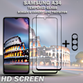 Miniatyrbillede 2 af 5: 2-Pack SAMSUNG A34 Skærmbeskyttelse & 1-Pack linsebeskyttelse - Hærdet Glas 9H - Super kvalitet 3D