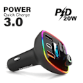 Miniatyrbild 4 av 4: Snabb Billaddare Universal 20W Med Fm Sändare - Bluetooth 5.0  - Svart