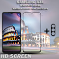 Miniatyrbillede 2 af 5: 1-Pack SAMSUNG A34 Skærmbeskyttelse & 1-Pack linsebeskyttelse - Hærdet Glas 9H - Super kvalitet 3D
