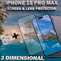 Miniatyrbillede 4 af 5: 1-Pack IPHONE 15 PRO MAX Skærmbeskyttelse & 1-Pack linsebeskyttelse - Hærdet Glas 9H - Super kvalitet 3D