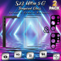 Pikkukuva 1 / 5: 2-Pack SAMSUNG S23 ULTRA Näytönsuoja & 2-Pack linssinsuoja - Karkaistu Lasi 9H - Super laatu 3D