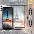 Miniatyrbillede 1 af 5: 2-Pack SAMSUNG A34 Skærmbeskyttelse & 2-Pack linsebeskyttelse - Hærdet Glas 9H - Super kvalitet 3D