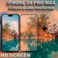 Miniatyrbild 3 av 5: 1-Pack iPhone 14 Pro Max Skärmskydd & 1-Pack linsskydd - Härdat Glas 9H - Super kvalitet 3D