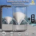 Miniatyrbild 1 av 5: 2-Pack Samsung S21 FE (5G) Skärmskydd & 1-Pack linsskydd - Härdat Glas 9H - Super kvalitet 3D