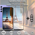 Miniatyrbillede 1 af 5: 1-Pack SAMSUNG A35 Skærmbeskyttelse & 1-Pack linsebeskyttelse - Hærdet Glas 9H - Super kvalitet 3D