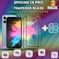 Miniatyrbild 1 av 5: 2-Pack iPhone 14 Pro - skärmskydd & linsskydd - härdat glas 9H