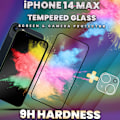 Miniatyrbild 3 av 5: iPhone 14 Max - skärmskydd & linsskydd - härdat glas 9H - 3D