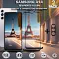 Miniatyrbillede 1 af 5: 2-Pack SAMSUNG A14 Skærmbeskyttelse & 1-Pack linsebeskyttelse - Hærdet Glas 9H - Super kvalitet 3D