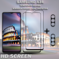 Miniatyrbillede 2 af 5: 2-Pack SAMSUNG A34 Skærmbeskyttelse & 2-Pack linsebeskyttelse - Hærdet Glas 9H - Super kvalitet 3D