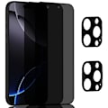 Pikkukuva 1 / 7: 2-Pack Iphone 16 Pro Max Privacy Näytönsuoja & 2-Pack linssinsuoja - Karkaistu Lasi 9H - Super laatu 3D