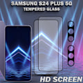Miniatyrbild 2 av 5: 2-Pack SAMSUNG S24 PLUS 5G Skärmskydd & 2-Pack linsskydd - Härdat Glas 9H - Super kvalitet 3D